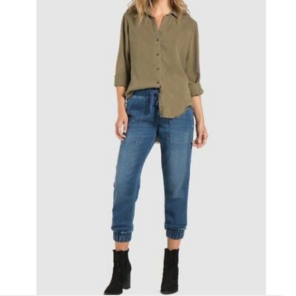 CLOTH & STONE Fray Hem BD Shirt Burnt Olive S